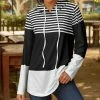 Lily | White & Black Stripes Color Block Hoodie - Plus