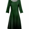 Lily | Dark Green Boatneck A-Line Dress - Women & Plus