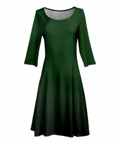 Lily | Dark Green Boatneck A-Line Dress - Women & Plus