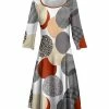 Lily | White & Rust Abstract Dot Boatneck A-Line Dress - Plus