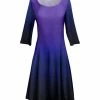 Lily | Purple & Black Ombré Boatneck A-Line Dress - Plus