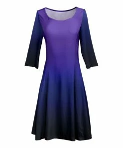 Lily | Purple & Black Ombré Boatneck A-Line Dress - Plus