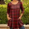 Lily | Black & Red Plaid Pocket Scoop Neck Tunic - Plus