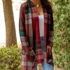Lily | Red & Teal Plaid Pocket Open Cardigan - Women