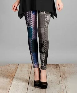 Lily | Gray & Purple Abstract Patchwork Leggings - Women