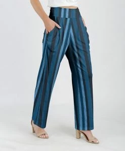 Lily | Dark Blue Stripe Palazzo Pants - Women