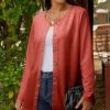 Lily | Coral & Rust Ombré Scoop Neck Button-Up Cardigan - Women