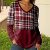 Lily | Red & White Plaid Long-Sleeve V-Neck Tunic - Women