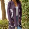 Lily | Purple & White Geometric Open Cardigan - Women & Plus
