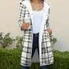 Lily | White & Black Plaid Hooded Coat - Women