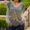 Lily | Gray & Tan Leopard Long-Sleeve V-Neck Tunic - Women