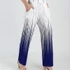 Lily | Blue & White Ombré Pocket Straight-Leg Pants - Women