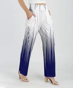 Lily | Blue & White Ombré Pocket Straight-Leg Pants - Women