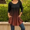Lily | Black & Brown Abstract Stripe Pocket Scoop Neck Tunic - Women & Plus