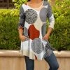 Lily | White & Rust Abstract Dot Pocket Scoop Neck Tunic - Women & Plus