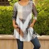 Lily | Gray & Rust Patchwork Chevron Pocket Scoop Neck Tunic - Plus