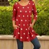 Lily | Red & White Polka Dot Pocket Scoop Neck Tunic - Women & Plus