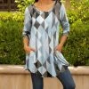 Lily | Blue & Gray Geometric Pocket Scoop Neck Tunic - Women & Plus
