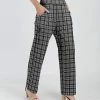 Lily | Gray & Black Plaid Pocket Straight-Leg Pants - Women