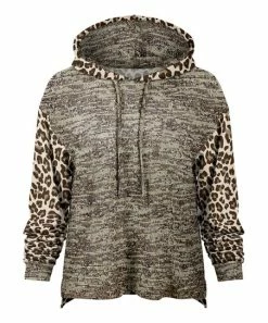 Lily | Beige & Brown Leopard Contrast Pocket Hoodie - Women & Plus