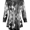 Lily | Gray & White Geometric Curved-Hem Tunic - Plus