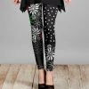 Lily | Black & White Floral Dot Leggings - Women