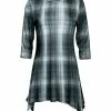 Lily | Teal & White Plaid Flannel-Print Handkerchief Tunic - Women