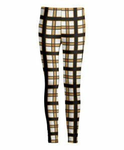 Lily | Black & Goldtone Plaid Leggings - Plus