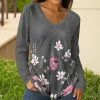 Lily | Gray & Pink Floral V-Neck Long-Sleeve Tunic - Women & Plus