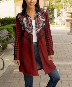 Lily | Red & Black Contrast Check Button-Up Shacket - Women