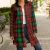 Lily | Red & Green Check Button-Up Shacket - Plus