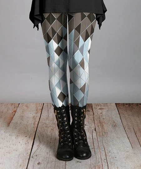 Lily | Gray & Blue Harlequin Leggings - Women 1 Lily | Gray & Blue Harlequin Leggings - Women