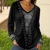 Lily | Black & White Geometric V-Neck Long-Sleeve Tunic - Women & Plus