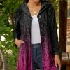 Lily | Pink & Black Abstract Velvet Pocket Hooded Cardigan - Plus