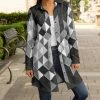 Lily | Light Gray & Charcoal Geometric Button-Up Shacket - Women
