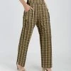 Lily | Black & Beige Plaid Wide-Leg High-Waist Pants - Plus