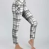 Lily | White & Gray Plaid Pocket Leggings - Plus