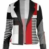 Lily | Black & Red Stripe Color Block Open Blazer - Women