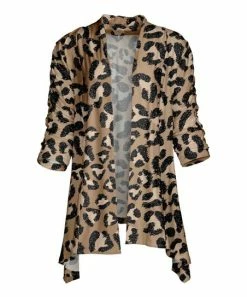 Lily | Brown & Black Leopard Open Cardigan - Women