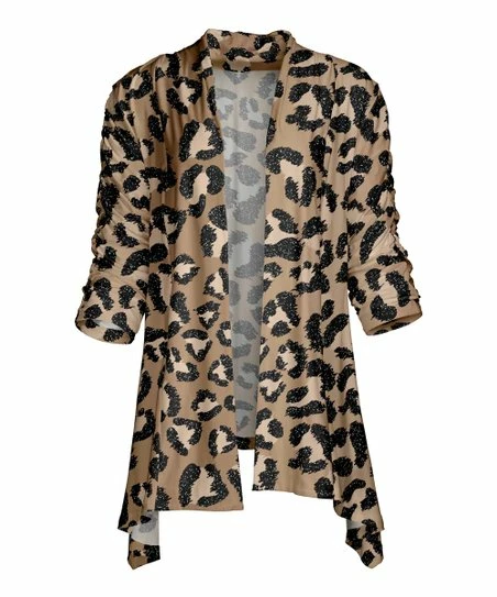 Lily | Brown & Black Leopard Open Cardigan - Women 1 Lily | Brown & Black Leopard Open Cardigan - Women