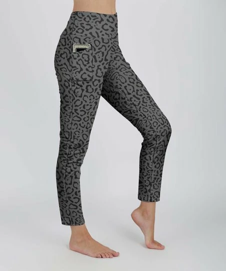 Lily | Gray & Black Leopard Pocket Leggings - Plus 1 Lily | Gray & Black Leopard Pocket Leggings - Plus