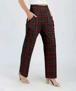 Lily | Black & Red Plaid Pocket High-Waist Wide-Leg Pants - Women