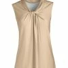 Lily | Beige Cream Twist-Front Sleeveless Top - Women