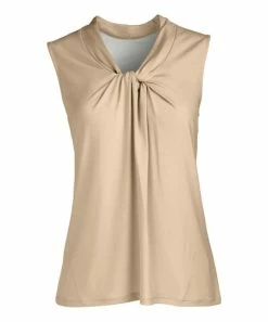 Lily | Beige Cream Twist-Front Sleeveless Top - Women
