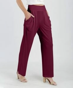 Lily | Red-Purple Wide-Leg High-Waist Pants - Plus