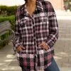 Lily | Pink & Black Plaid Pocket Shacket - Plus