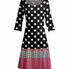 Lily | Black & Pink Polka Dot Long-Sleeve Boatneck A-Line Dress - Women