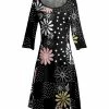 Lily | Black & Pink Floral Long-Sleeve Boatneck A-Line Dress - Plus