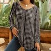 Lily | Mocha & Black Houndstooth Long-Sleeve Tunic - Women & Plus