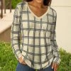 Lily | Cream & Gray Windowpane V-Neck Tunic - Women & Plus